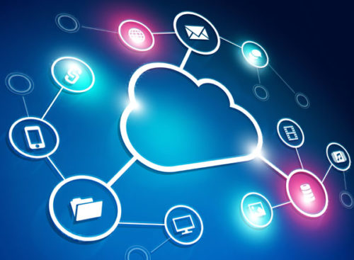 Illustration of cloud network with multiple nodes and connections